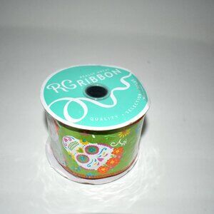 RG Ribbon Day of the Dead Sugar Skulls Wired Edge Ribbon, 2.5” x 10 Yards, L